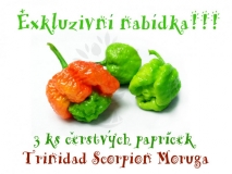 Čerstvé papričky Trinidad Scorpion Moruga