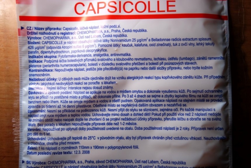 Náplast s chilli - Capsicolle